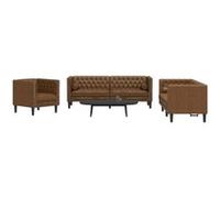 vidaXL Ensemble de canapé Chesterfield et traversins 3 pcs marron, canapé, siège de canapé, canapé relax, canapé confort, 3209290