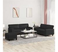 vidaXL 3-delige Loungeset kunstleer zwart3201919 Noir G