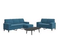 vidaXL Ensemble de canapés 3pcs et coussins et traversins bleu velours