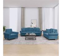 vidaXL Ensemble canapés 3 pièces avec coussins en velours Bleu