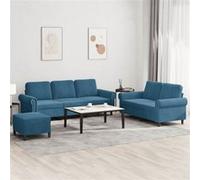 vidaXL Ensemble de canapés 3 pcs avec coussins Bleu velours