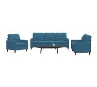 vidaXL Ensemble de canapés 3 pcs avec coussins Bleu Velours