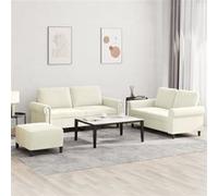 vidaXL 3-delige Loungeset met kussens fluweel crÃmekleurig3202228 Blanc