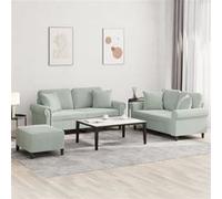vidaXL 3-delige Loungeset met kussens fluweel lichtgrijs3202240 Gris clair G