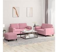 vidaXL Ensemble de canapés 3 pcs avec coussins rose velours 3202007