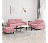 3-delige Loungeset met kussens fluweel roze3202223