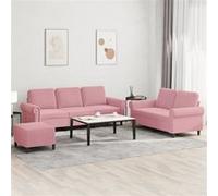 3-delige Loungeset met kussens fluweel roze3202263