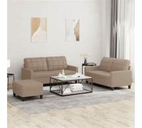 vidaXL 3-delige Loungeset met kussens kunstleer cappuccino3201367 Marron G