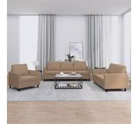 vidaXL Ensemble de Canapés avec Coussins 3 pcs, Canapés avec Accoudoirs et Dossier, Ensemble de Meubles, Mobilier de Salon, Moderne, Cappuccino Similicuir