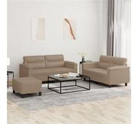 Vidaxl Ensemble De Canapés 3 Pcs Avec Coussins Cappuccino Similicuir