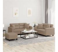 Vidaxl Ensemble De Canapés 3 Pcs Avec Coussins Cappuccino Similicuir