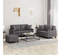 vidaXL Ensemble de canapés 3 pcs avec coussins – Similicuir gris