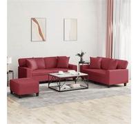 vidaXL 3-delige Loungeset met kussens kunstleer wijnrood3201932 Rouge G