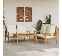 vidaXL Ensemble de salon de jardin 3 pièces – Bois massif d'acacia avec coussins