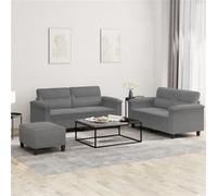 vidaXL 3-delige Loungeset met kussens microvezelstof donkergrijs3202322 Gris foncé G