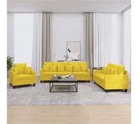 vidaXL 3-delige Loungeset met kussens stof lichtgeel3201637 Jaune G