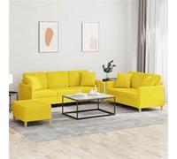 vidaXL 3-delige Loungeset met kussens stof lichtgeel3202147 Jaune G