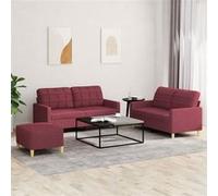 vidaXL 3-delige Loungeset met kussens stof wijnrood3201288 Rouge G