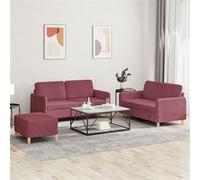 vidaXL 3-delige Loungeset met kussens stof wijnrood3202100 Rouge G