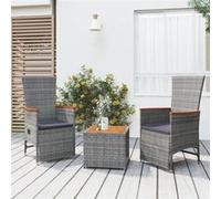 vidaXL 3-delige Loungeset poly rattan en massief acaciahout grijs3157654 Gris G