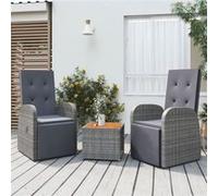 vidaXL 3-delige Loungeset poly rattan en massief acaciahout grijs3157656 Gris G