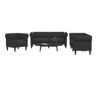 vidaXL Ensemble de canapés 3 pièces 3209193 Tissu Noir
