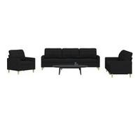 vidaXL 3-delige Loungeset stof zwart3278291 Noir G