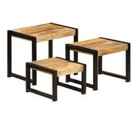 vidaXL 3-delige Tafeltjesset massief mangohout247404 Brun G