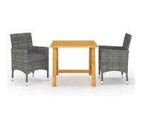 vidaXL Ensemble de jardin 3 pièces – Table et chaises – Gris
