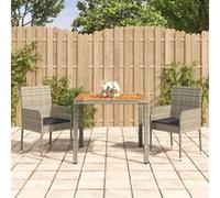 vidaXL Ensemble de jardin 3 pièces avec coussins Gris Poly rotin