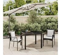 vidaXL Ensemble de jardin 3 pièces avec coussins Noir Poly Rattan