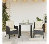 vidaXL 3-delige Tuinset met kussens poly rattan zwart3211913 G
