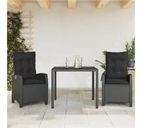 vidaXL 3-delige Tuinset met kussens poly rattan zwart3212635 Noir G