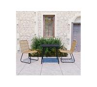 vidaXL Ensemble de jardin 3 pièces Poly rotin et verre