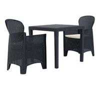 vidaXL Ensemble Bistro 3 pièces plastique anthracite aspect rotin