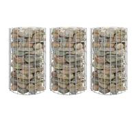 Lits surélevés circulaires en gabion 3 pièces en acier galvanisé Ø30 x 50 cm
