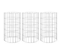 vidaXL 3× Lit Surélevé à Gabion Circulaire Panier de Gabion Jardinière de Jardin Bac Plantes Terrasse Extérieur Acier Galvanisé Ø30x150 cm