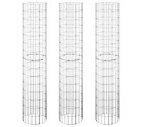 vidaXL 3× Lit Surélevé à Gabion Circulaire Panier de Gabion Jardinière de Jardin Bac Plantes Terrasse Extérieur Acier Galvanisé Ø30x150 cm