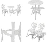 vidaXL 3 pcs. Bistro Set Aluminium Fonte Blanc - Table Et Chaise Bistro - Tables Et Chaises Bistro - Ensemble Bistro - Ensembles Bistro