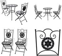 vidaXL 3 pcs. Bistro Set Carreau céramique noir/blanc - Meuble de jardin - Bistroset - Bistrosets - Gartenset