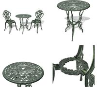 vidaXL 3 pcs. Bistro Set Fonte d'aluminium Vert - Bistro Table Et Chaise - Bistro Tables Et Chaises - Bistro Set - Bistro Sets