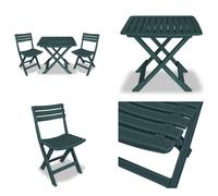 vidaXL 3 pcs Bistro Set Plastique pliable vert - Bistroset - Bistrosets - Bistromöbel - Balkonmöbel