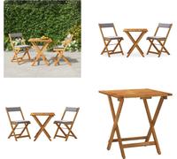 vidaXL 3 pcs. Bistro Set Pliable avec Coussin Bois Massif Acacia - Bistro Set - Bistro Sets - Ensemble de meubles de jardin - Table Et Chaises De Jardin
