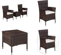 vidaXL 3 pcs. Ensemble Bistro Poly Rattan Brown - mobilier de jardin - ensemble bistro - ensemble bistro - ensemble de jardin