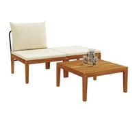 vidaXL 3 pc Ensemble de Salon de Jardin avec Coussins Naturel, Canapé de Jardin extérieur, Design Moderne, Bois Dur, Facile à Nettoyer, Coin Salon pour Patio, Balcon, Jardin
