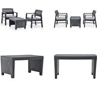 vidaXL 3 pcs. Garden Lounge Set Plastique Anthracite - Table Et Chaise De Jardin - Tables Et Chaises De Jardin - Ensemble de Meubles De Jardin