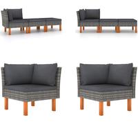 vidaXL 3 pcs. Garden Lounge Set Poly Rattan and Eucalyptus Massiv Wood - Garten-Sofa-Set - Garten-Sofa-Sets - Gartenmöbel Set