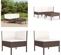 vidaXL 3 pcs. Garden Lounge Set with Auflagen Poly Rattan Braun - Ensemble de meubles de jardin - Garniture de jardin - Garniture de jardin