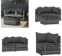 vidaXL 3 pcs. Garden Lounge Set with Coussins Grey Poly Rattan - Garden Lounge Set - Garden Lounge Sets - Outdoor Lounge Set - Lounge Set Terrasse