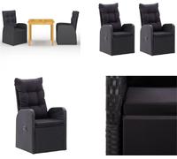 vidaXL 3 pcs. Salon de jardin noir - Salon de jardin - Meubles de jardin - Ensemble de meubles de jardin